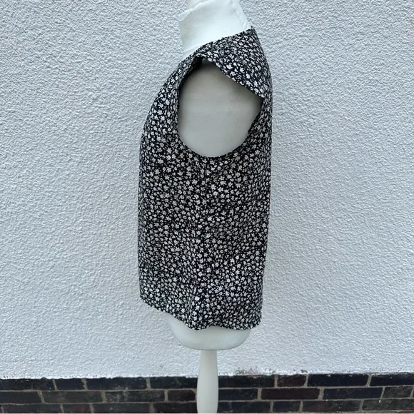 PEACOCKS Black Floral Blouse Size 12 - Picture 5 of 12